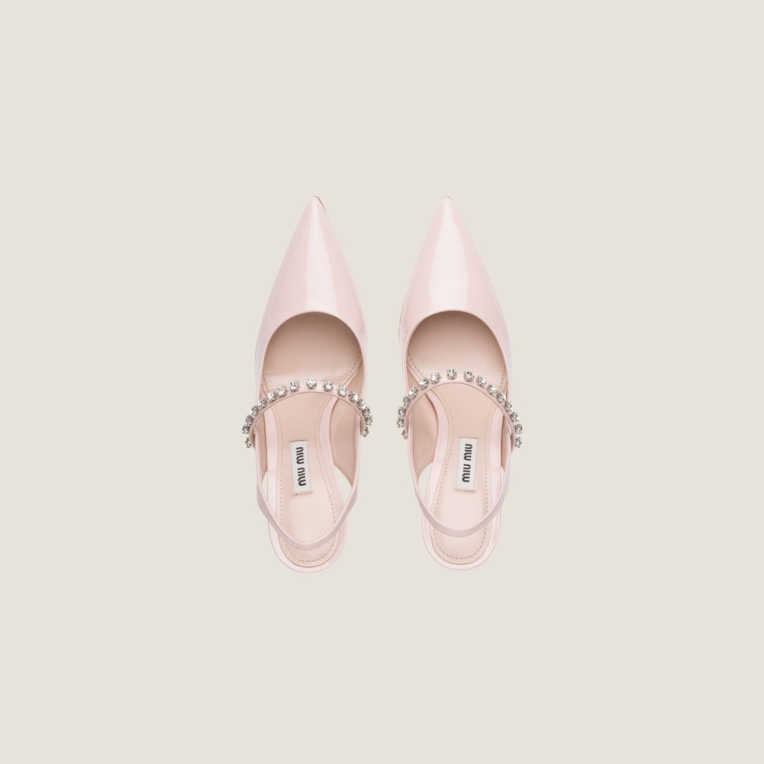 MIU MIU CRYSTAL EMBELLISHED SLINGBACK PUMPS