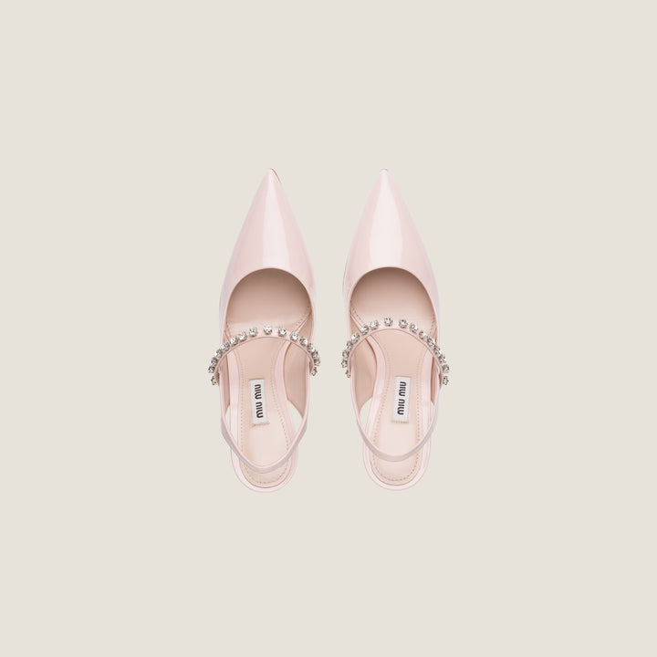 MIU MIU CRYSTAL EMBELLISHED SLINGBACK PUMPS