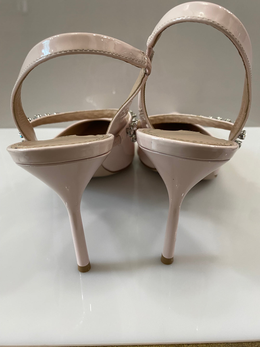 MIU MIU CRYSTAL EMBELLISHED SLINGBACK PUMPS