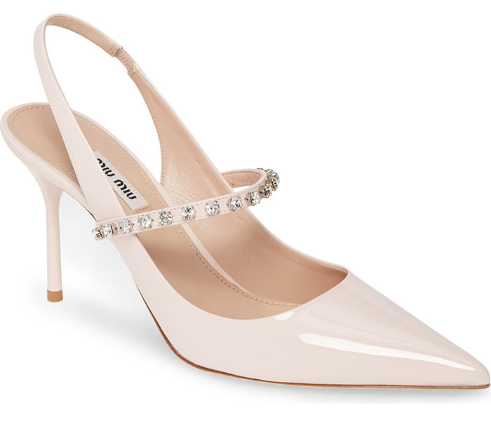 MIU MIU CRYSTAL EMBELLISHED SLINGBACK PUMPS
