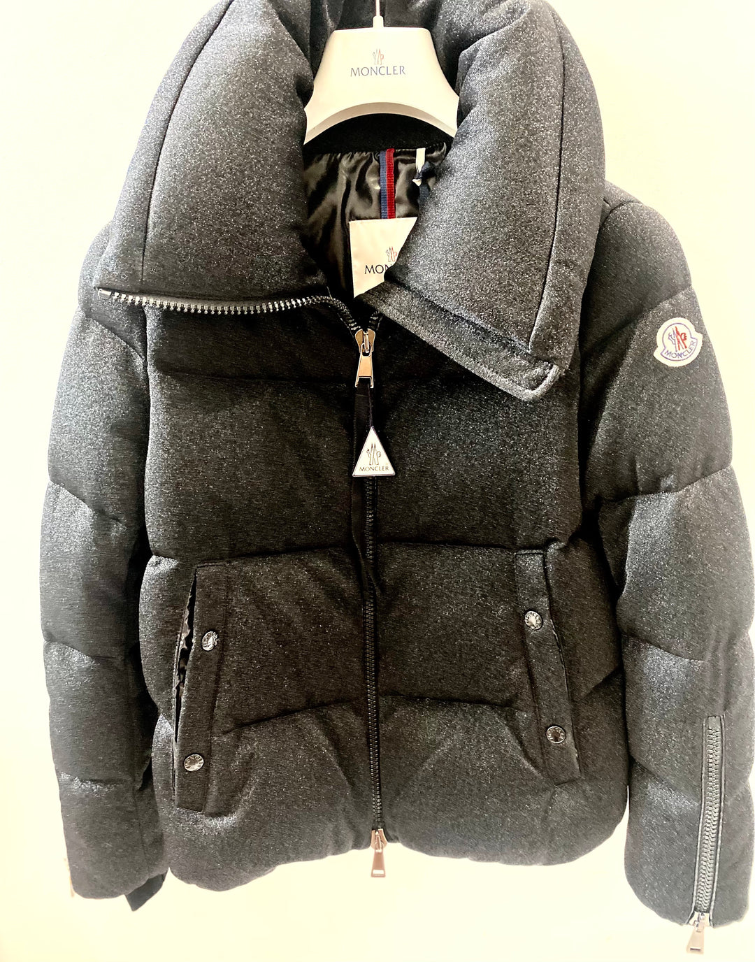 MONCLER BANDAMA METALLIC QUILTED JERSEY DOWN JACKET