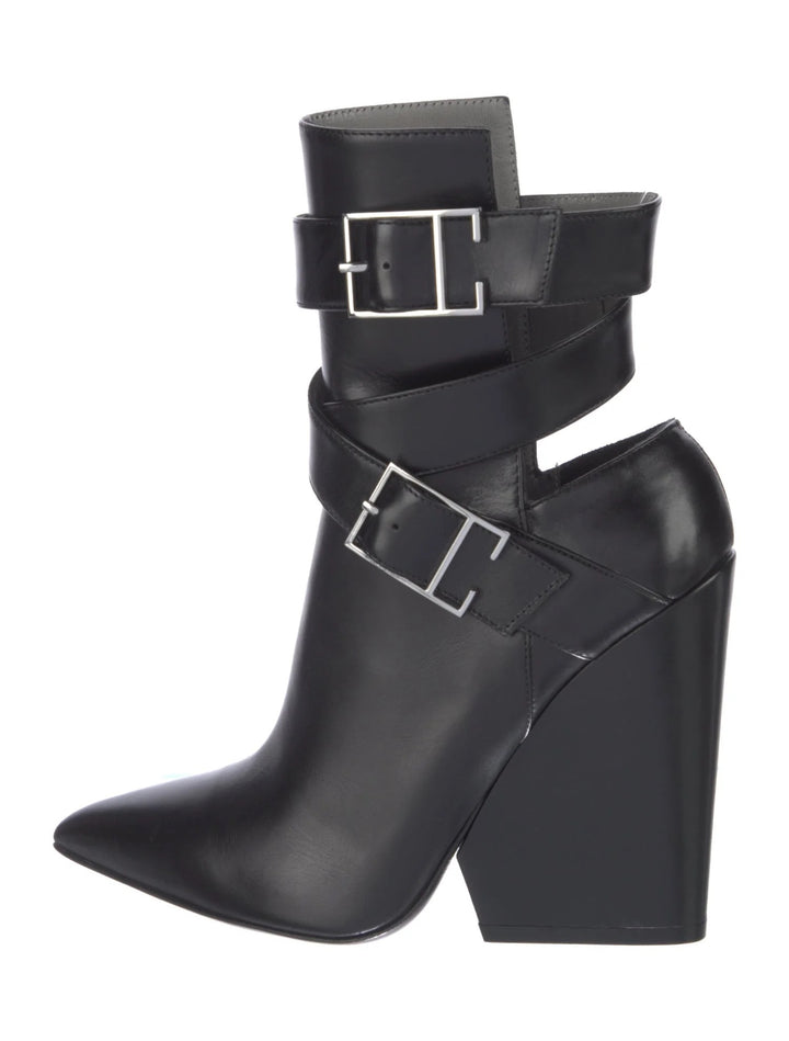 MONIKA CHAING LEATHER BUCKLE ANKLE BOOTS