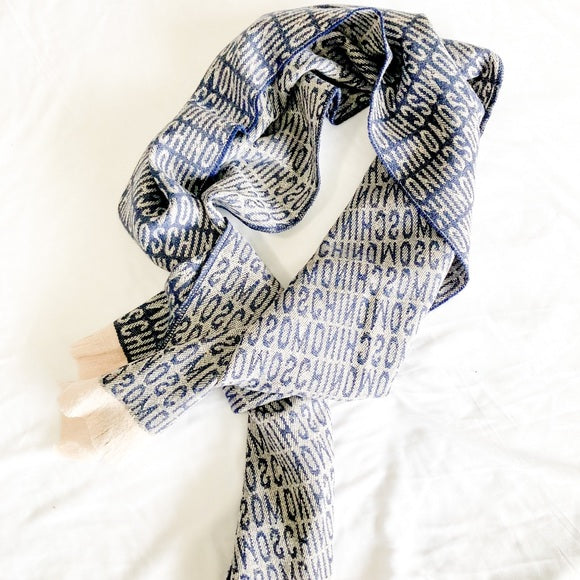 MOSCHINO WOOL BLEANT BLUE &amp; CREAM SHAWL