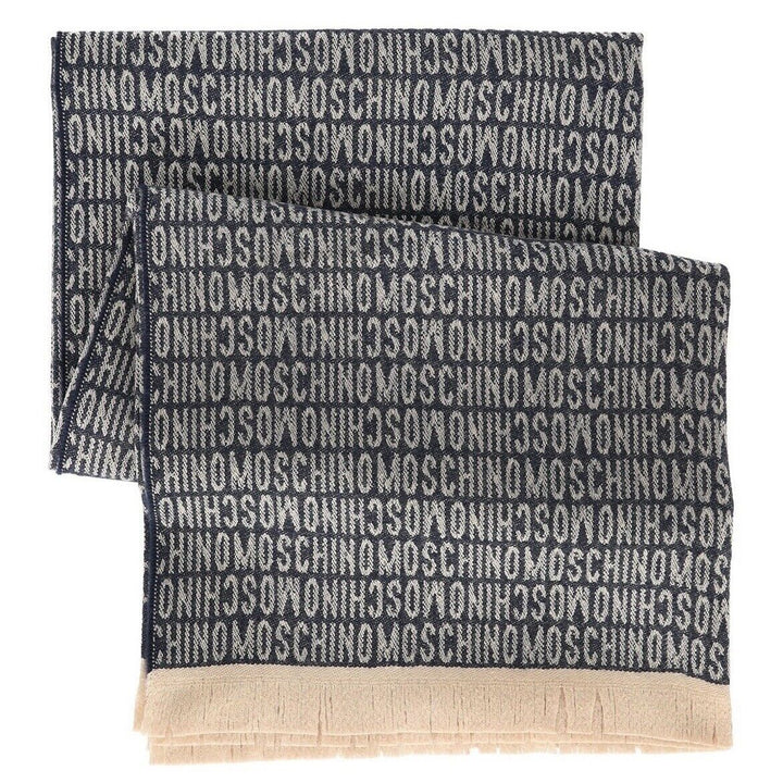 MOSCHINO WOOL BLEANT BLUE &amp; CREAM SHAWL