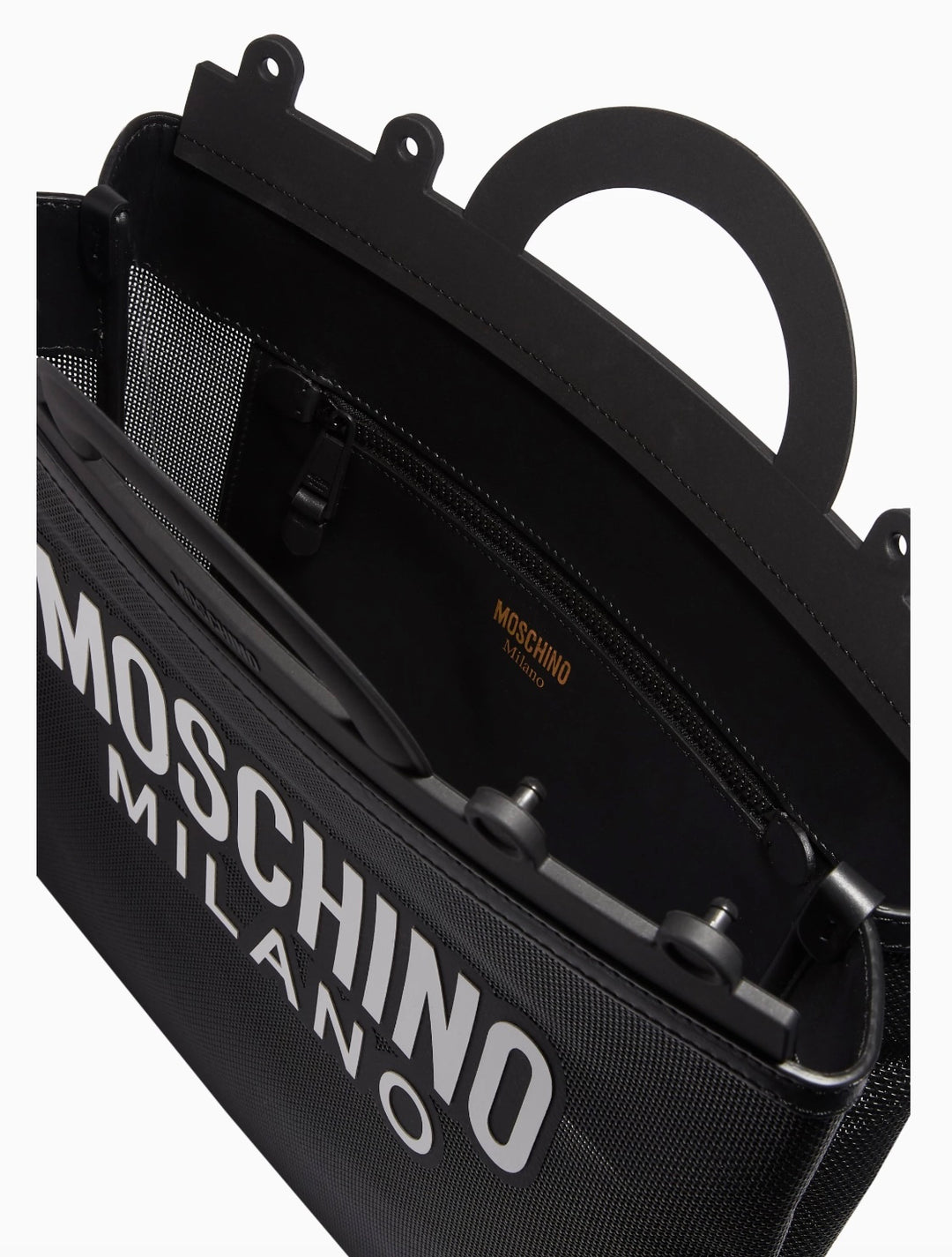 MOSCHINO MILANO MESH LOGO SHOPPER BAG