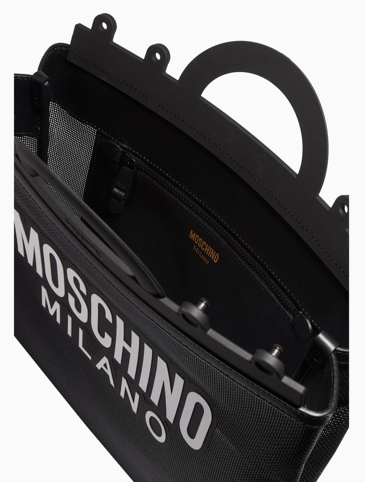 MOSCHINO MILANO MESH LOGO SHOPPER BAG