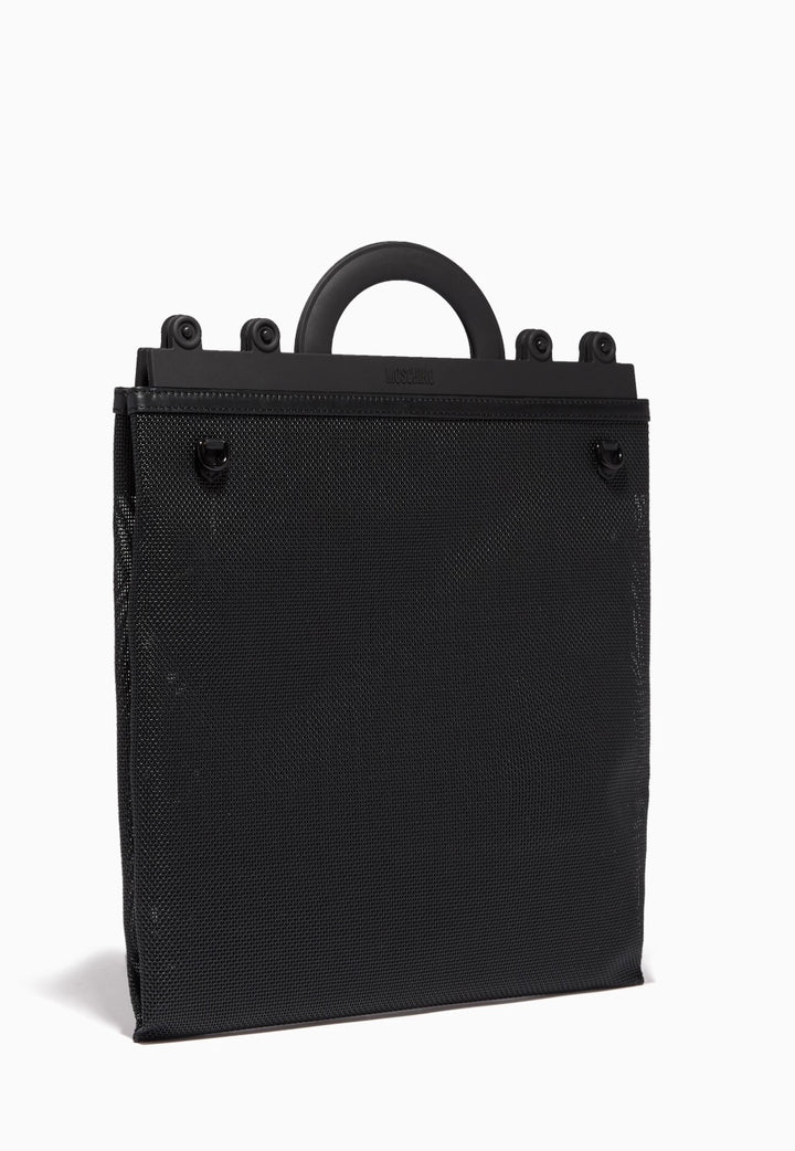 MOSCHINO MILANO MESH LOGO SHOPPER BAG