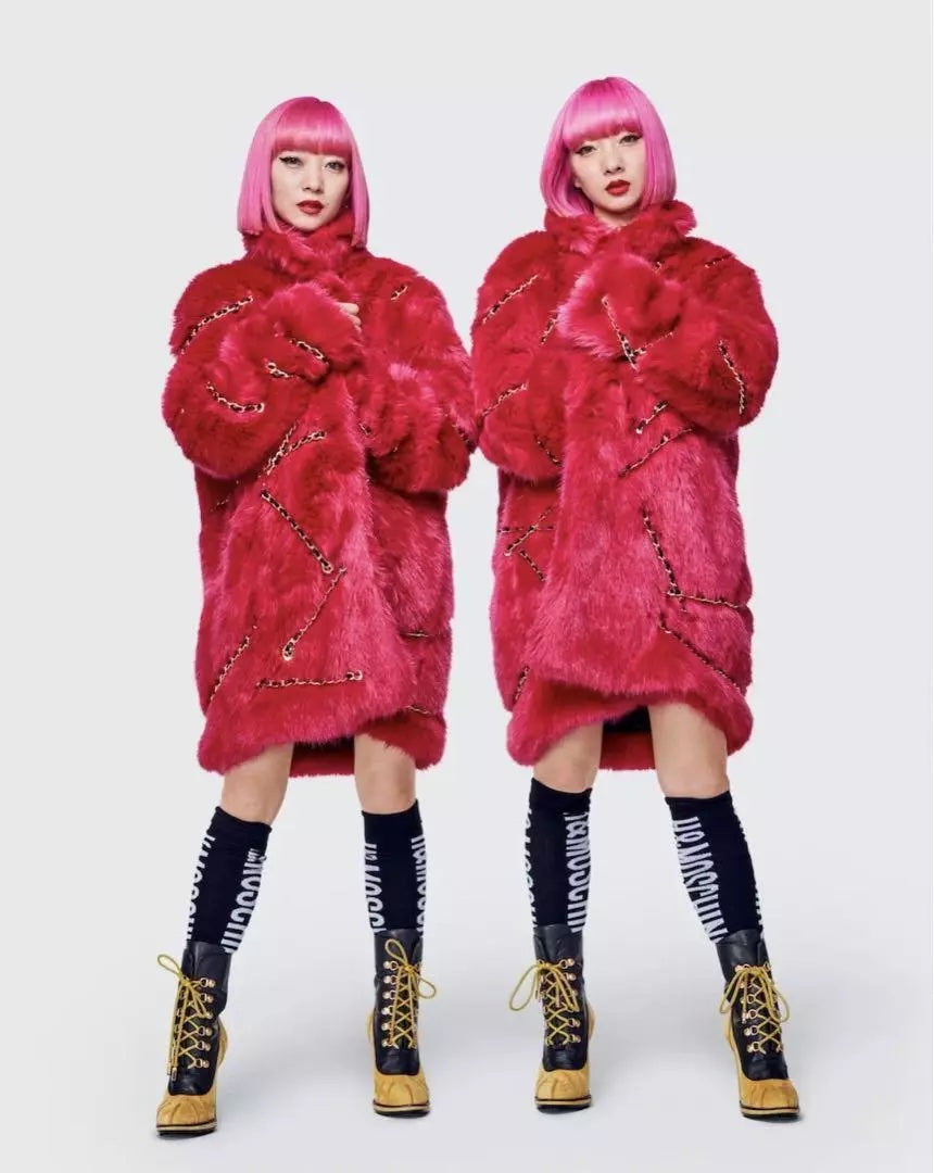 MOSCHINO X JEREMY SCOTT FAUZ FUR CHAIN COAT