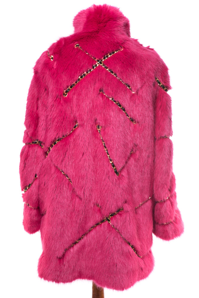 MOSCHINO X JEREMY SCOTT FAUZ FUR CHAIN COAT
