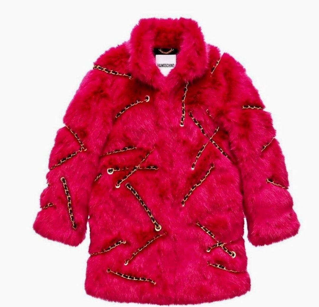 MOSCHINO X JEREMY SCOTT FAUZ FUR CHAIN COAT