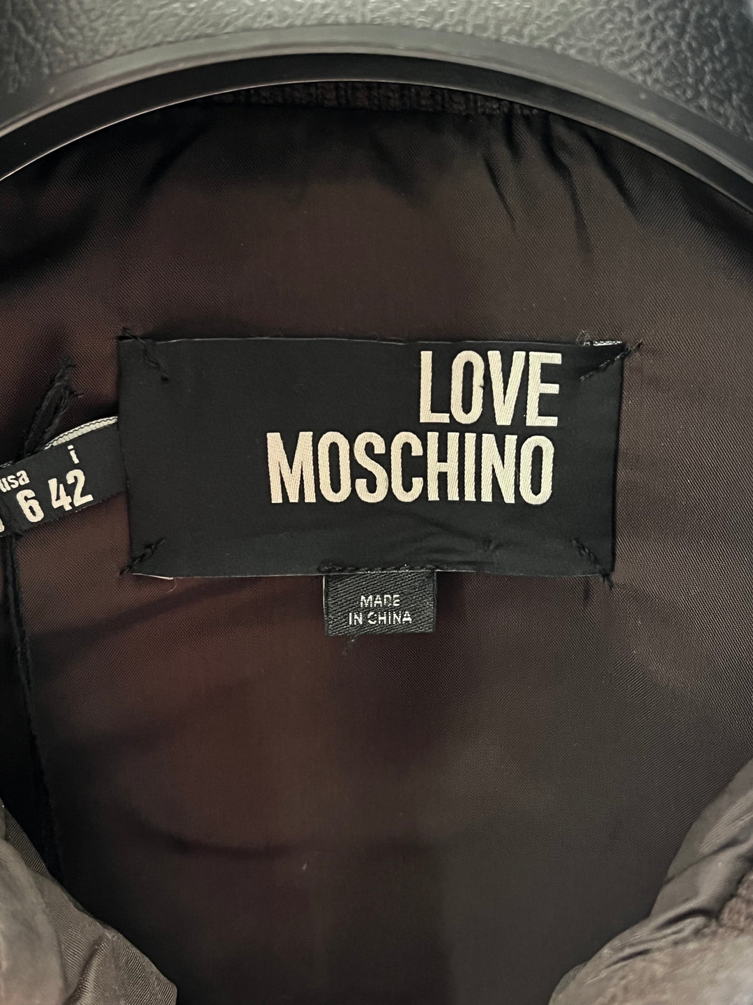 MOSCHINO LOVE QUILTED CHAIN LINK ZIPPER JACKET