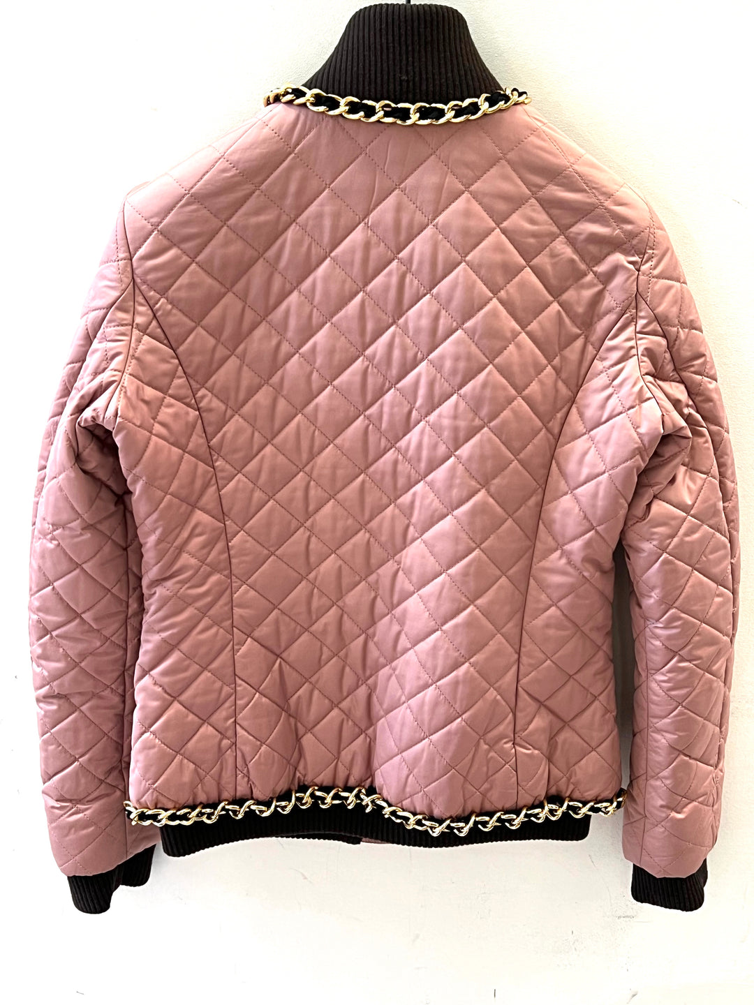 MOSCHINO LOVE QUILTED CHAIN LINK ZIPPER JACKET