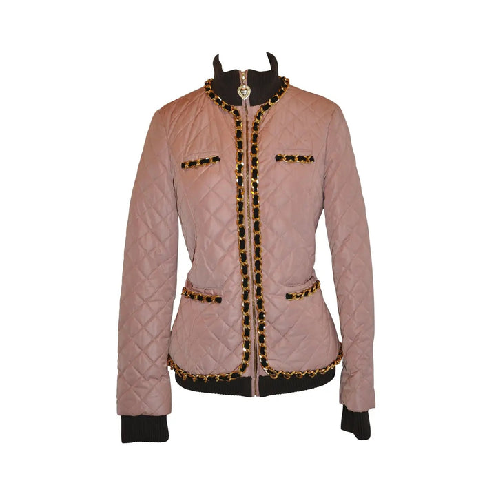 MOSCHINO LOVE QUILTED CHAIN LINK ZIPPER JACKET