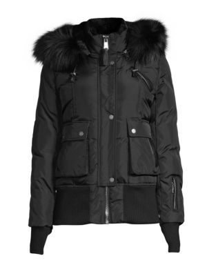 NICOLE BENISTI FORDHAM FOX &amp; RABBIT FUR DOWN BOMBER JACKET