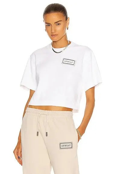 OFF-WHITE LOGO PATCH CROPPED T-SHIRT