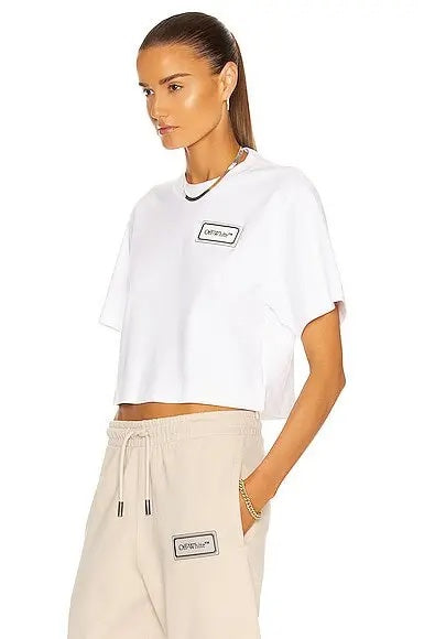 OFF-WHITE LOGO PATCH CROPPED T-SHIRT