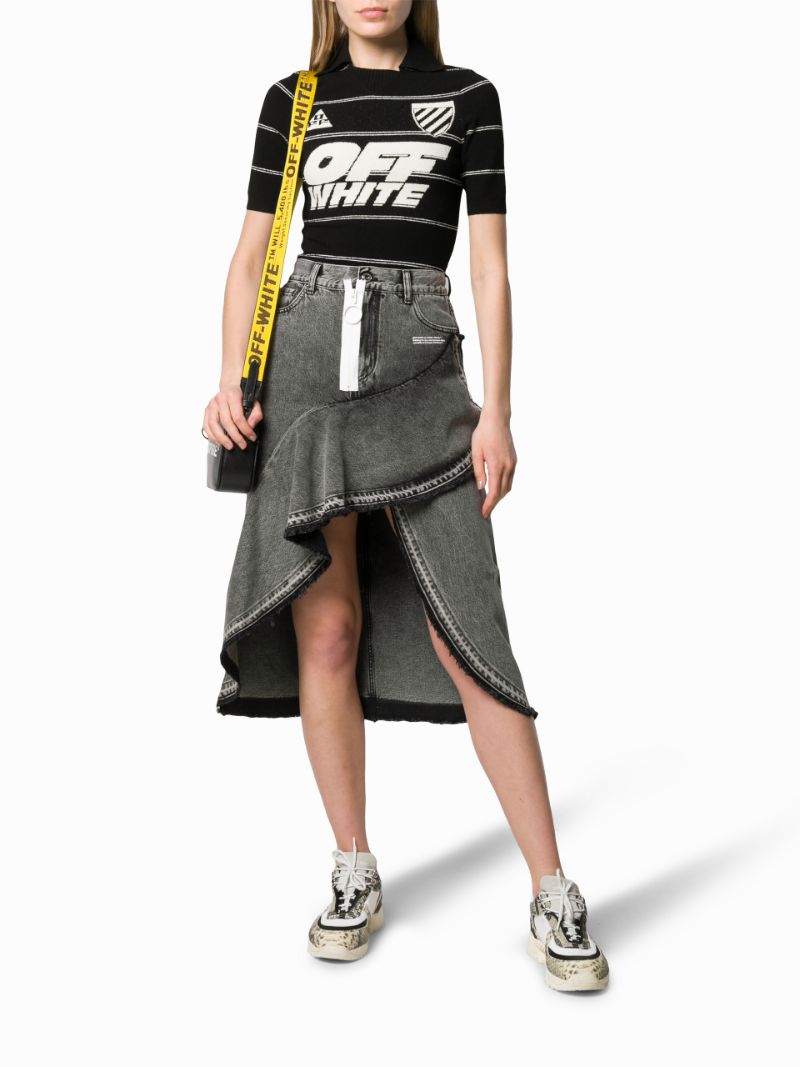 OFF-WHITE STRIPE PRINT KNITTED POLO SHIRT