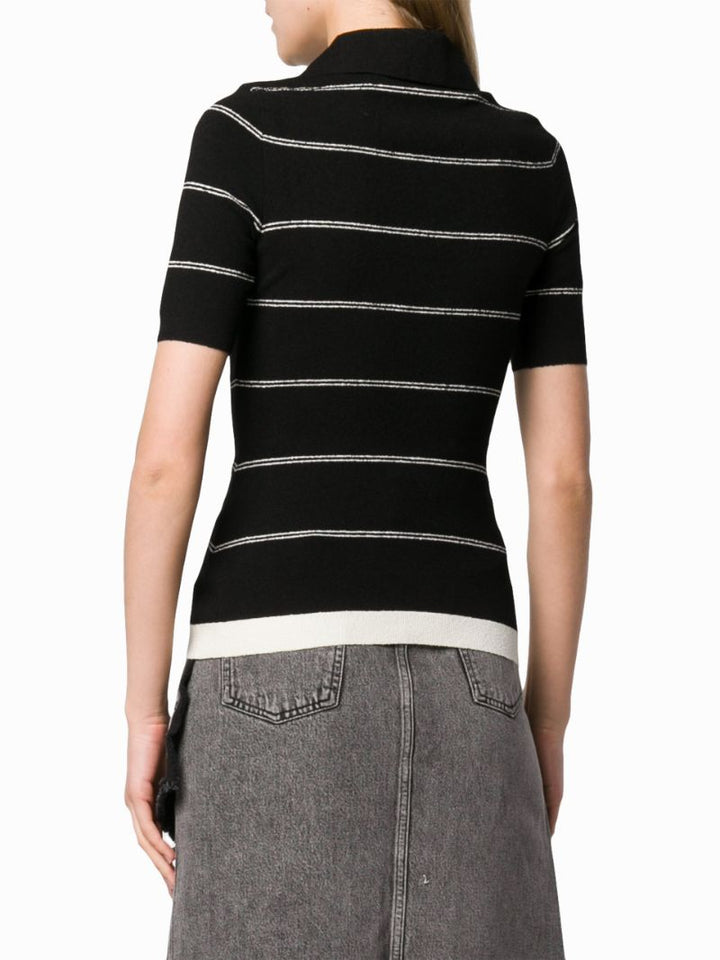 OFF-WHITE STRIPE PRINT KNITTED POLO SHIRT
