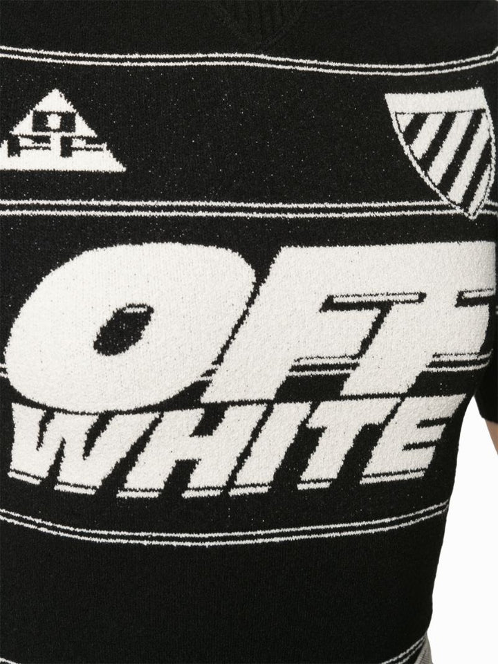 OFF-WHITE STRIPE PRINT KNITTED POLO SHIRT