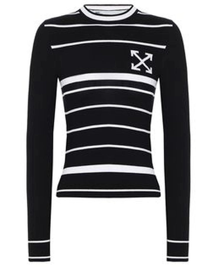OFF-WHITE STRIPED LONG SLEEVES KNIT TOP
