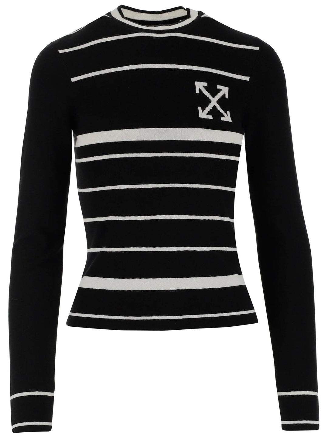 OFF-WHITE STRIPED LONG SLEEVES KNIT TOP