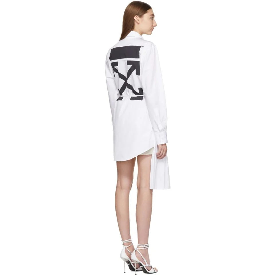 OFF-WHITE VIRGIL ABLOH ASYMMETRIC PLISSE SHIRT DRESS