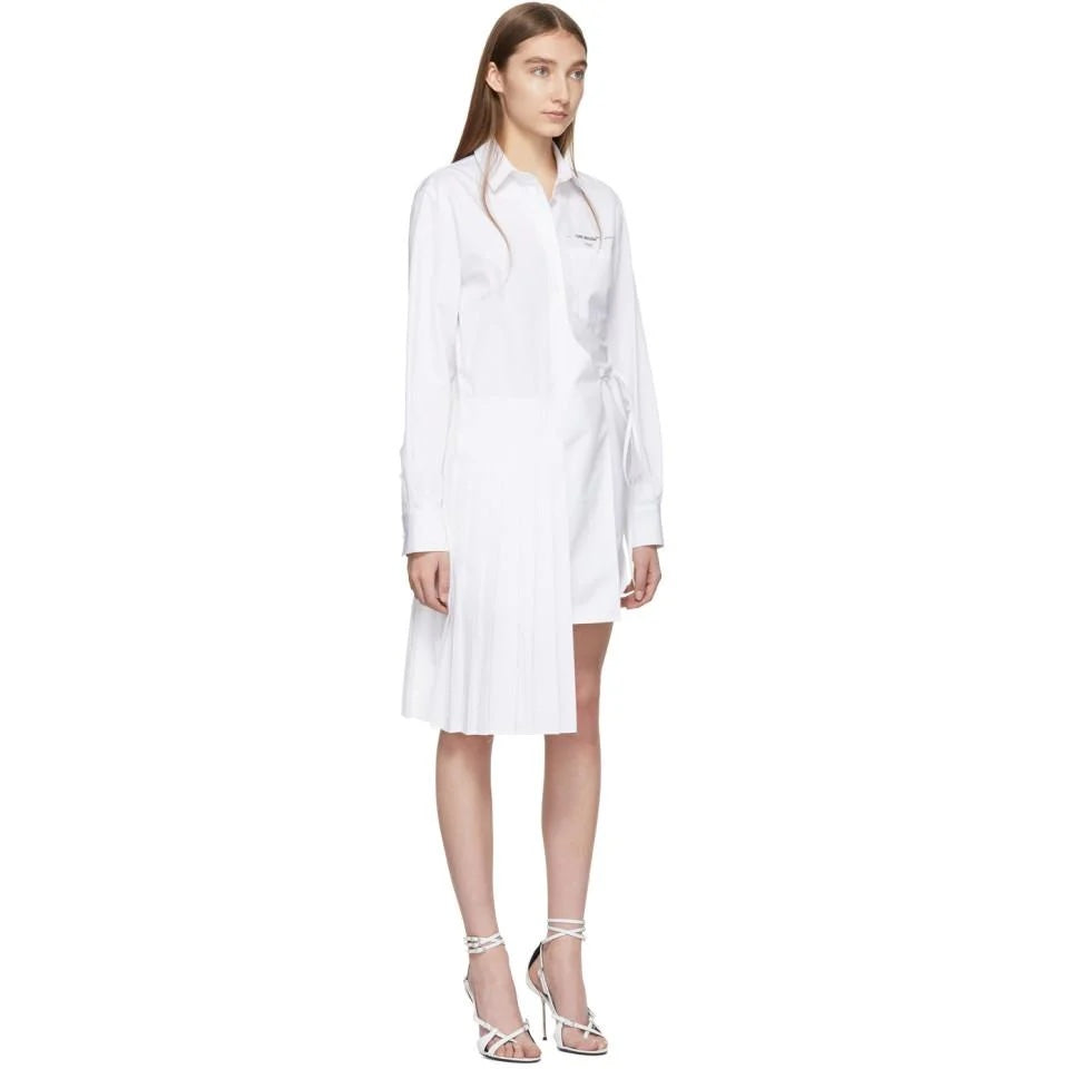 OFF-WHITE VIRGIL ABLOH ASYMMETRIC PLISSE SHIRT DRESS