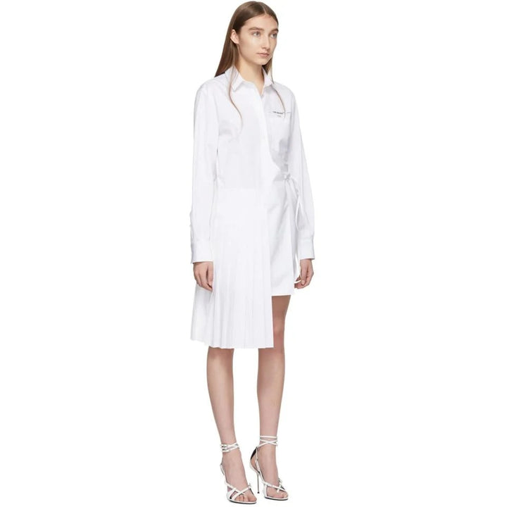 OFF-WHITE VIRGIL ABLOH ASYMMETRIC PLISSE SHIRT DRESS