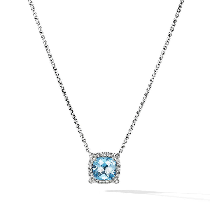DAVID YURMAN PETITE CHATELAINE® PAVÉ BEZEL PENDANT NECKLACE WITH BLUE TOPAZ AND DIAMONDS