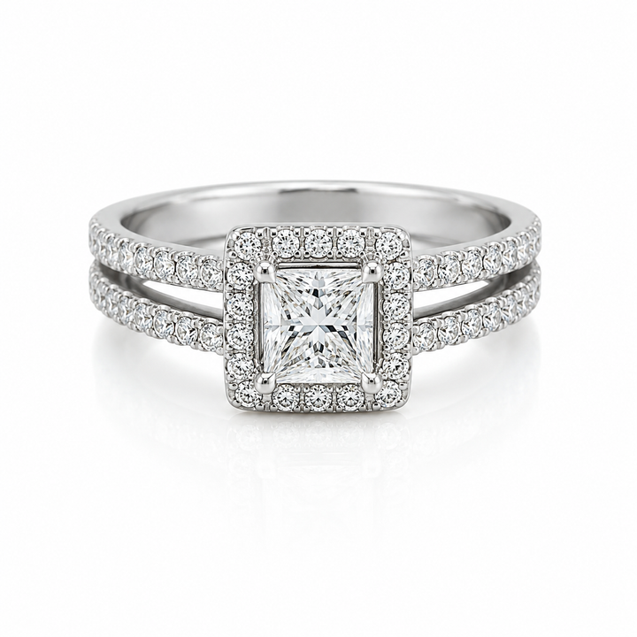 PLATINUM DIAMOND HALO ENGAGEMENT RING