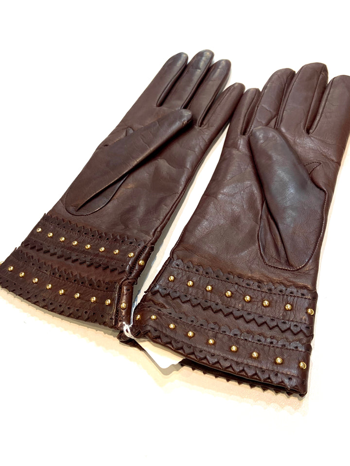 PORTOLANO NAPPA LEATHER STUDDED CASHMERE LINED GLOVES