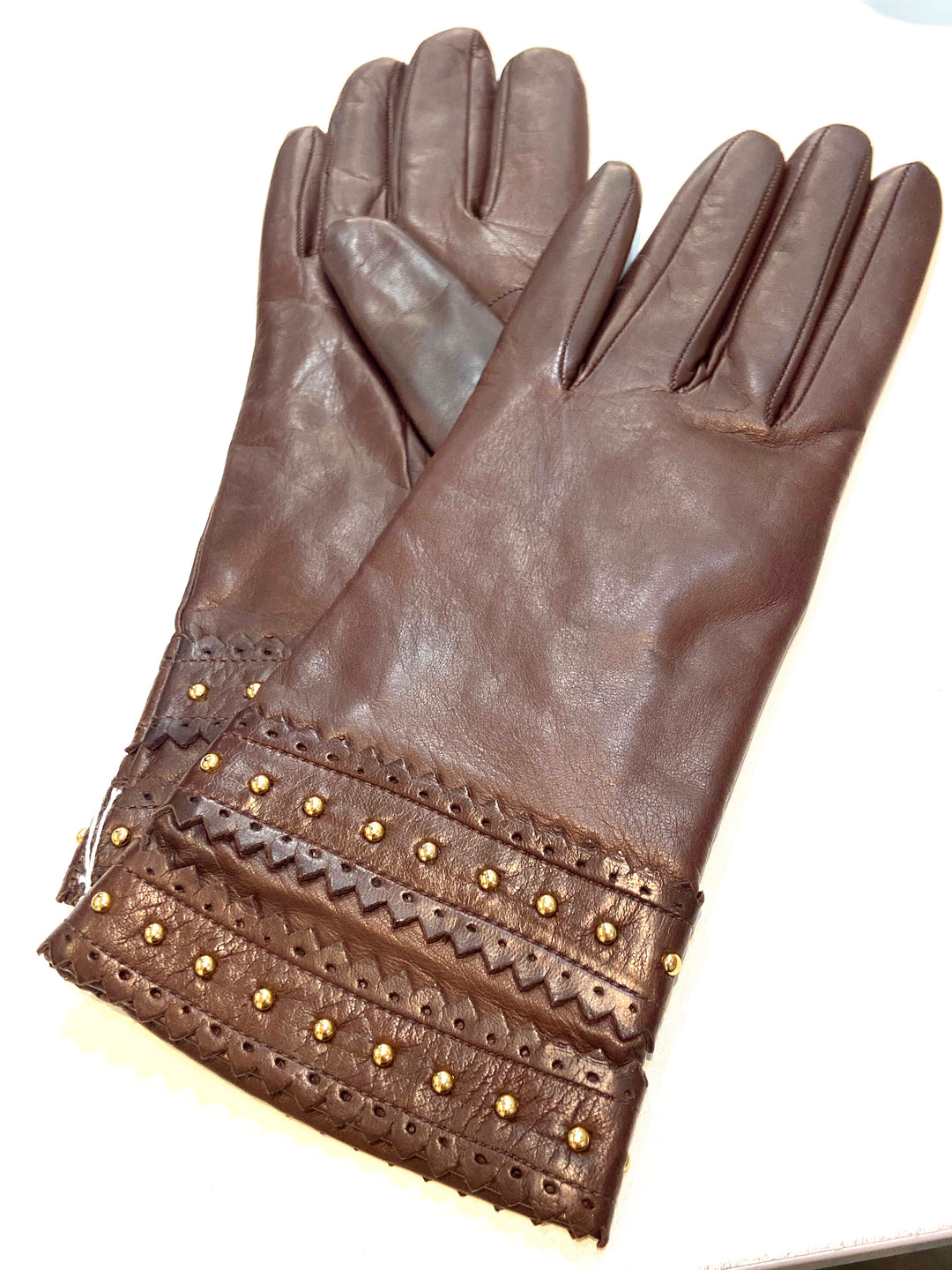PORTOLANO NAPPA LEATHER STUDDED CASHMERE LINED GLOVES