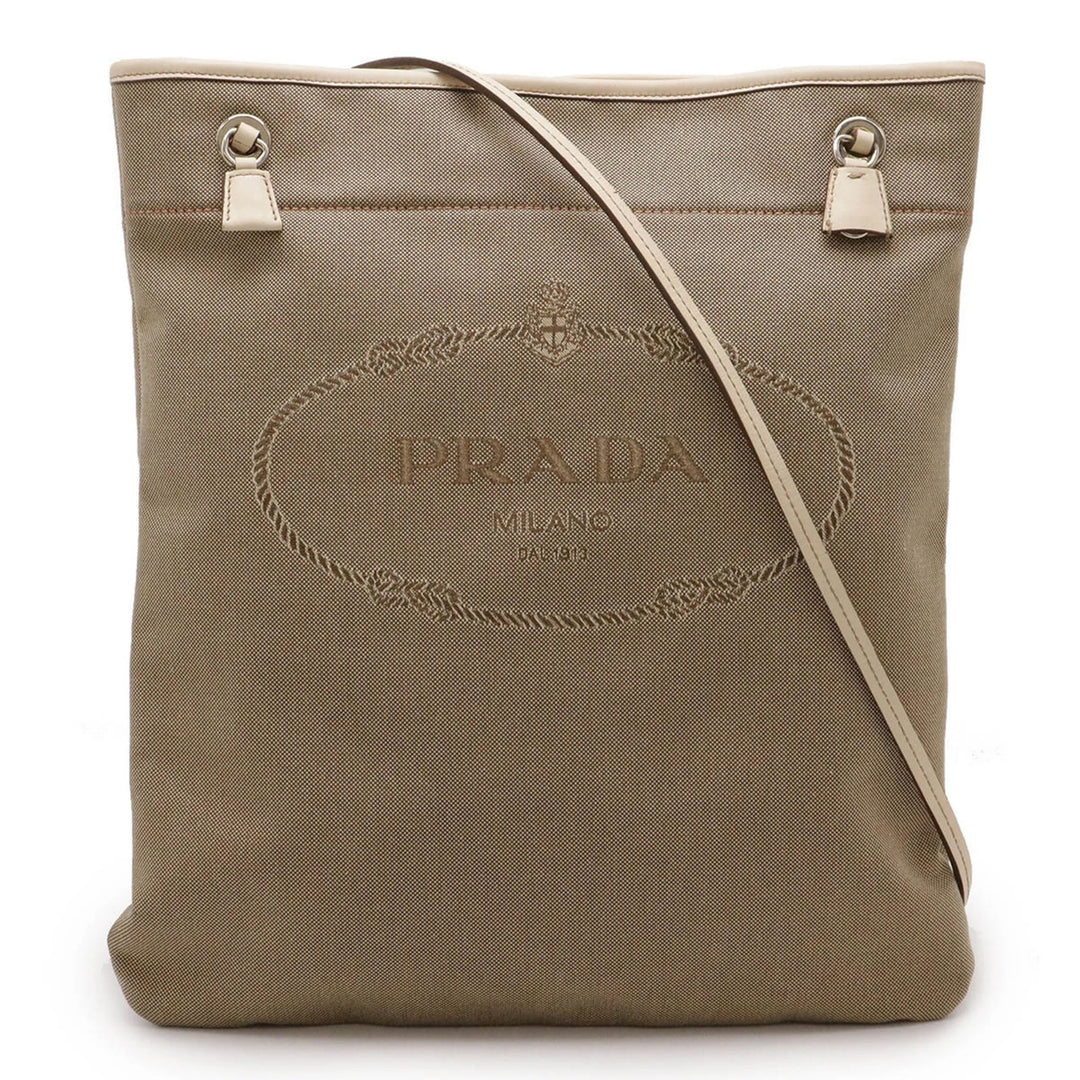PRADA JACQUARD CANVAS CANAPA LOGO SHOULDER BAG