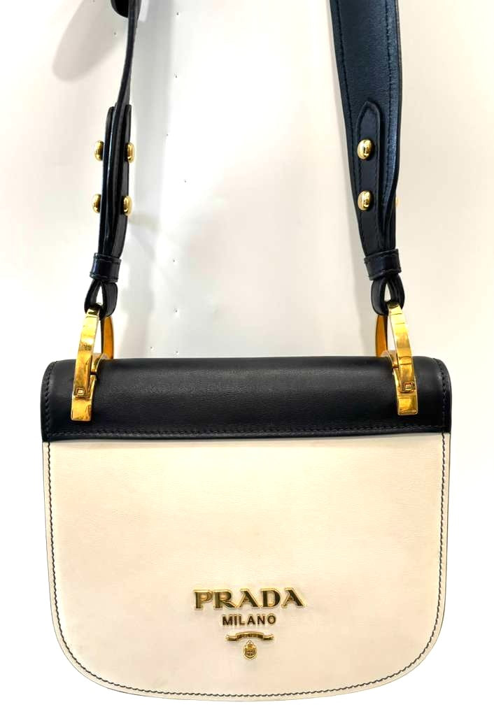 PRADA CITY LE SAC PRADA PIONNIÈRE CALFSKIN LEATHER SADDLE BAG