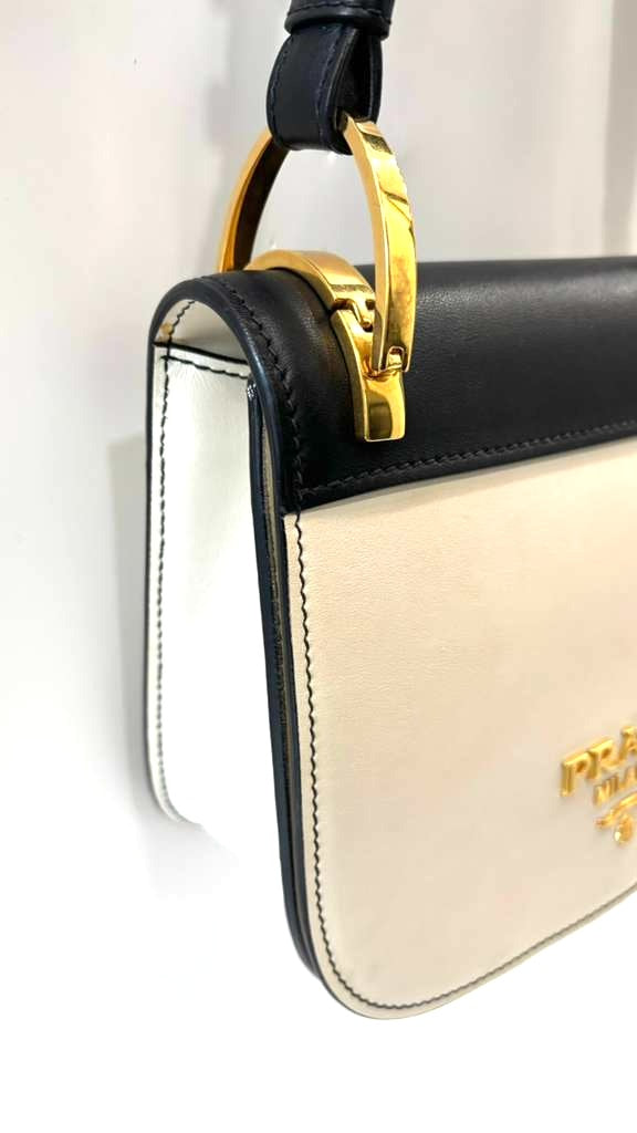 PRADA CITY LE SAC PRADA PIONNIÈRE CALFSKIN LEATHER SADDLE BAG
