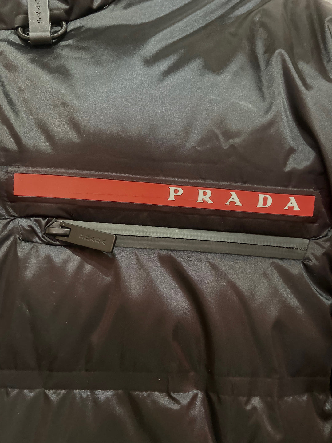 PRADA CROPPED TECHNICAL NYLON DOWN JACKET