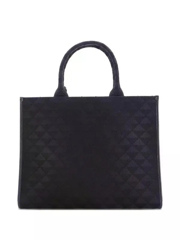 PRADA TRIANGLE LOGO JACQUARD LARGE TOTE BAG