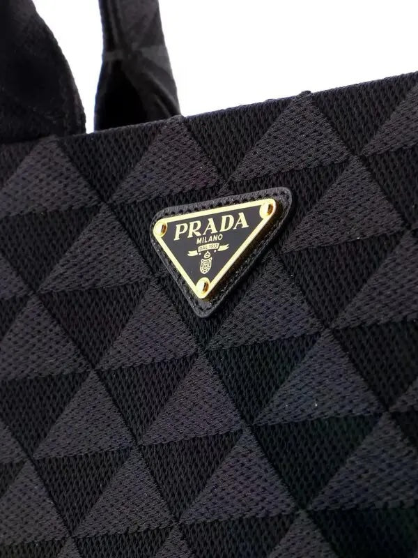 PRADA TRIANGLE LOGO JACQUARD LARGE TOTE BAG