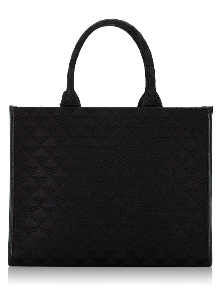 PRADA TRIANGLE LOGO JACQUARD LARGE TOTE BAG