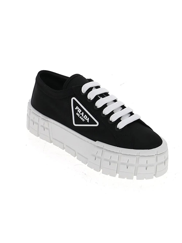 PRADA LOGO GABARDINE WHEEL PLATFORM SNEAKERS