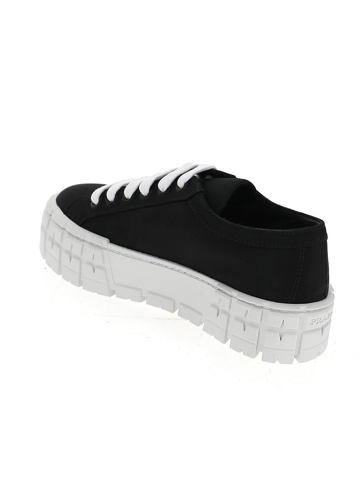 PRADA LOGO GABARDINE WHEEL PLATFORM SNEAKERS