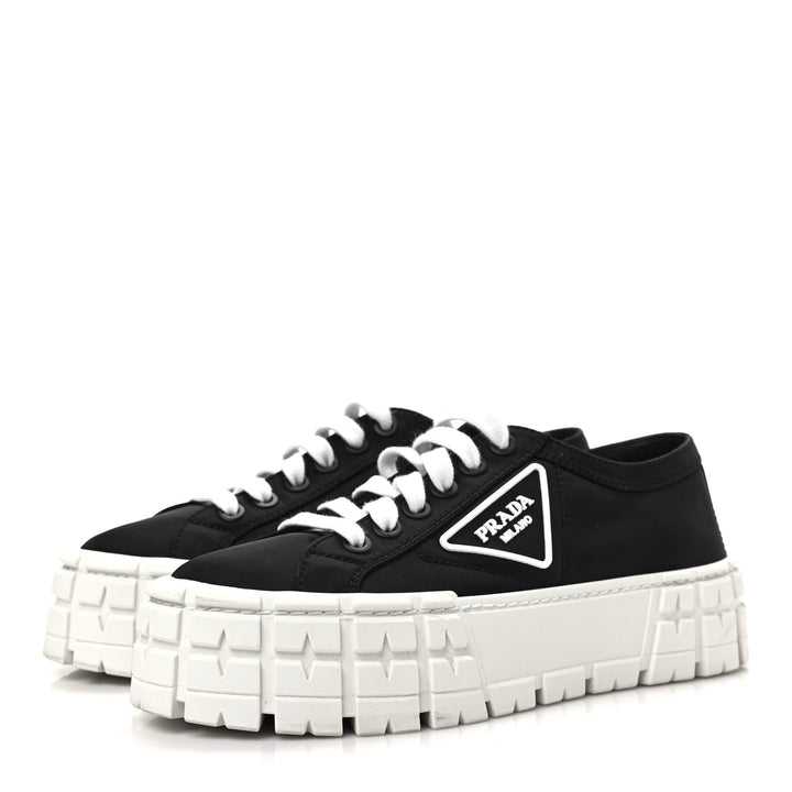 PRADA LOGO GABARDINE WHEEL PLATFORM SNEAKERS