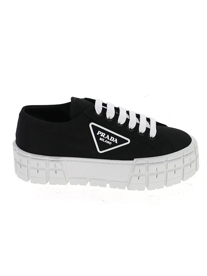 PRADA LOGO GABARDINE WHEEL PLATFORM SNEAKERS