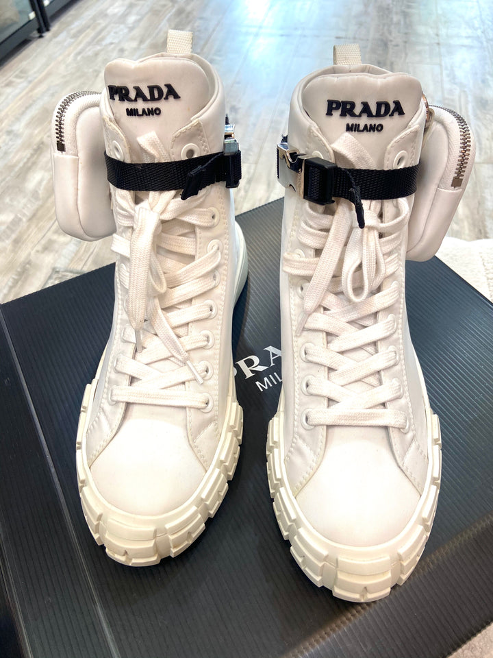 PRADA LOGO POUCH POCKET HIGH-TOP SNEAKERS – Caroline's Fashion