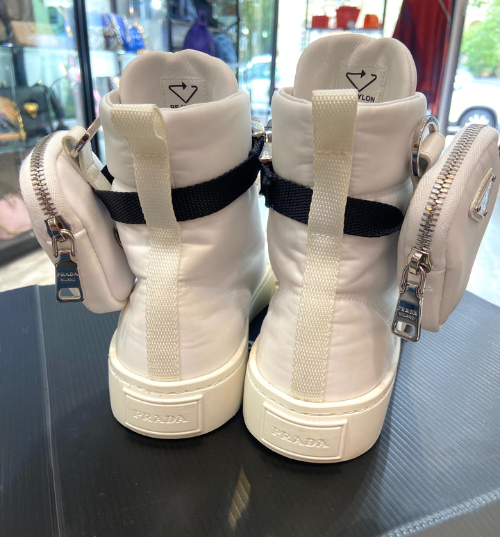 PRADA LOGO POUCH POCKET HIGH-TOP SNEAKERS – Caroline's