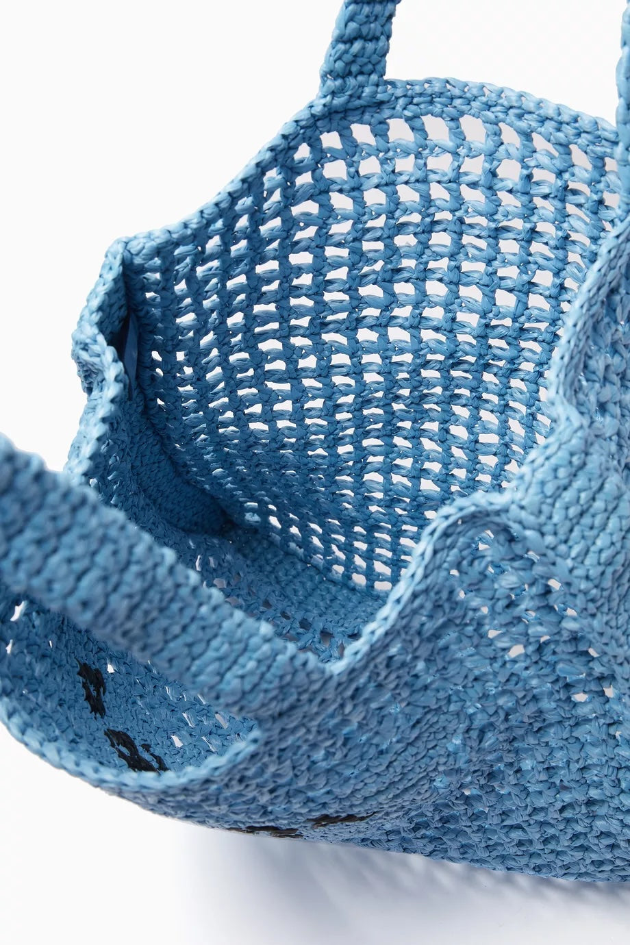 PRADA CROCHET LOGO EMBROIDERED TOTE BAG