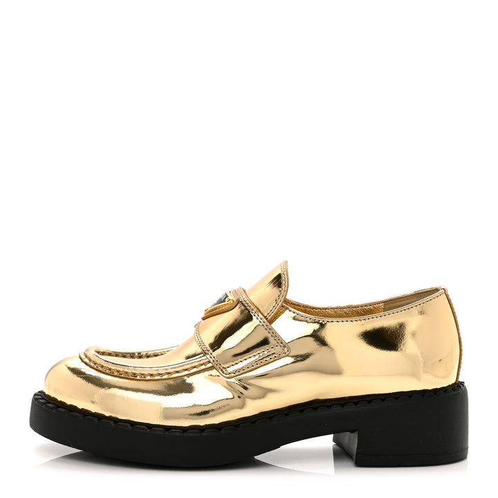 PRADA METALLIC BRUSHED CALFSKIN LEATHER TRIANGLE LOGO  display picture 1