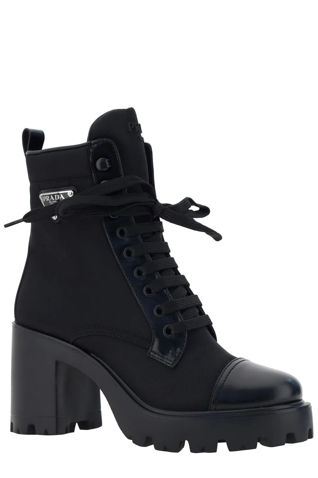 24cm PRADA トライアングルロゴ Re-Nylon ブーティ アンクル PRADA MONOLITH RE-NYLON TRIANGLE LOGO ANKLE BOOTS
