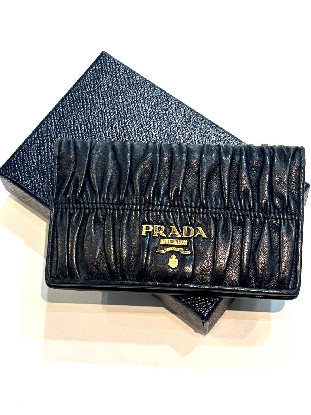 PRADA GAUFRÉ ROUCHED NAPPA LEATHER WALLET
