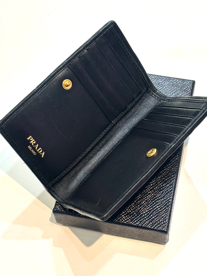 PRADA GAUFRÉ ROUCHED NAPPA LEATHER WALLET